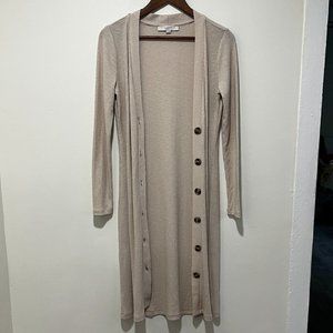 LOFT Long Tunic-Length Button Down Cardigan Sweater